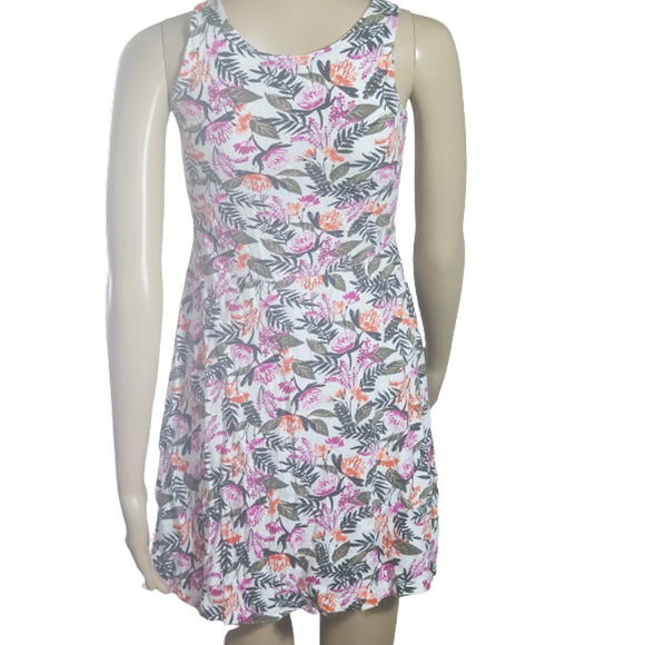 GAP Girl's Multicolor Cotton Floral Print Sleeveless V-Neckline Dress Size XL - Picture 4 of 7